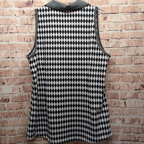 Jofit Black/White Diamond Sleeveless Golf Polo Size Large - Picture 6 of 8